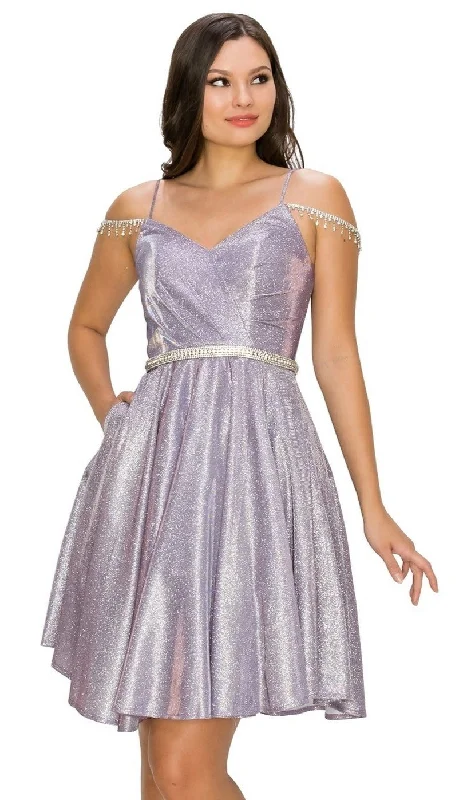 Beaded Cold-Shoulder Short Homecoming Dress 8014J