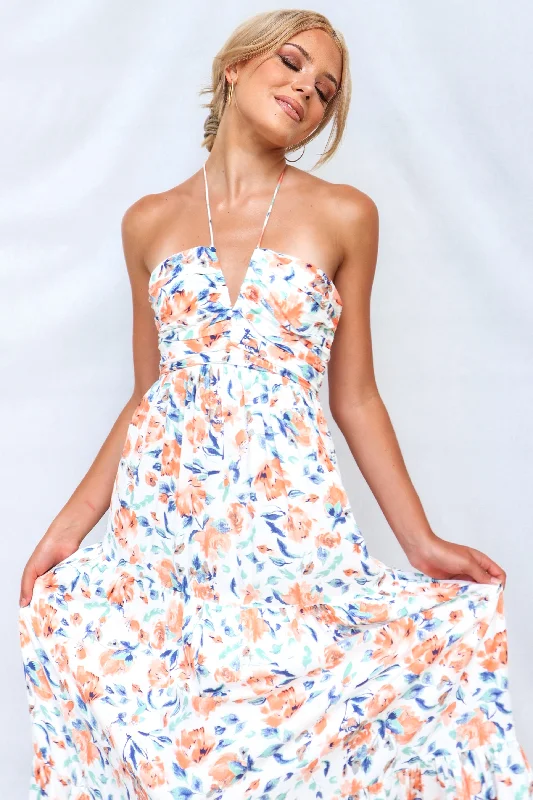 Coral Maxi Dress - Orange Print