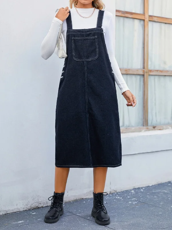 Dresses Casual Pocket Denim Suspender Dress for Women