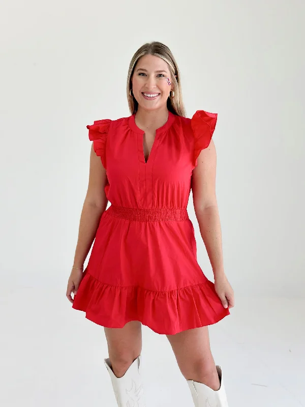 Intercepted Romper Dress - Red