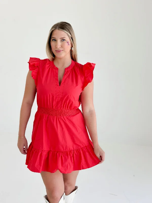 Intercepted Romper Dress - Red