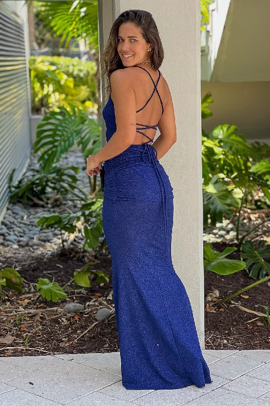 Navy Glitter Mermaid Maxi Dress