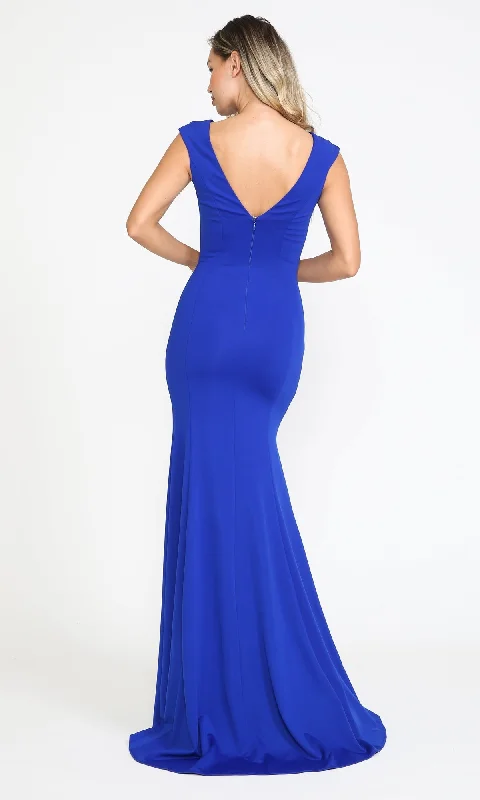 Cap Sleeve Long Jersey Prom Dress 8290