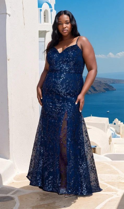 Glitter Plus-Size Long Mermaid Prom Dress W1154