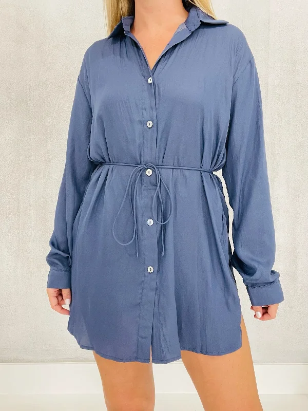 The Brew Romper Dress - Slate Blue