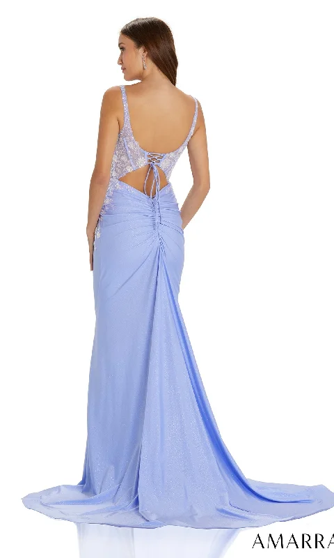 Sheer-Corset Amarra Long Prom Dress 88572