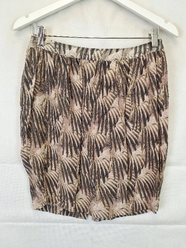 Bul Gathered Feather Print Mini Skirt Size 8