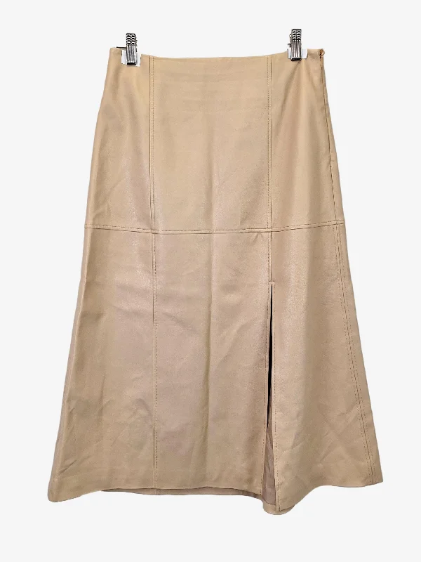 Country Road Stylish Sand Pu Midi Skirt Size 10