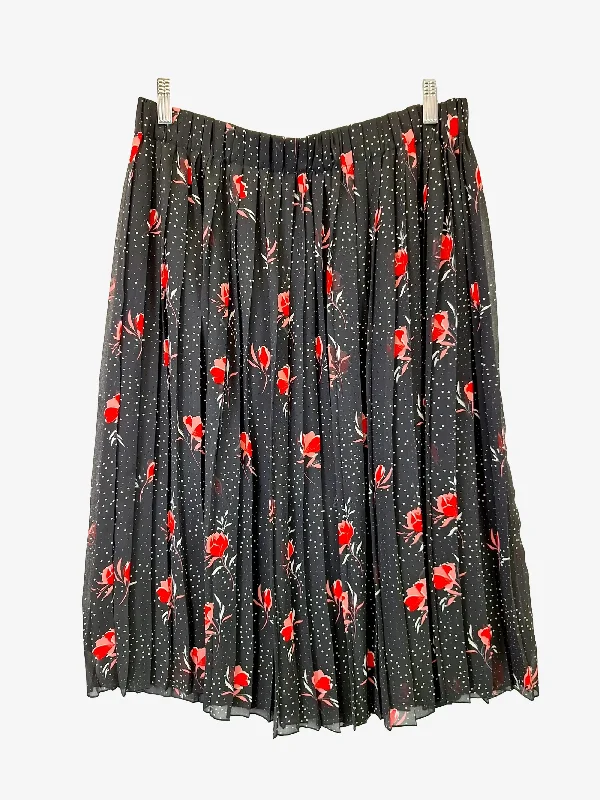 David Lawrence Elasticized Waist Pleated Rose Midi Skirt Size 14