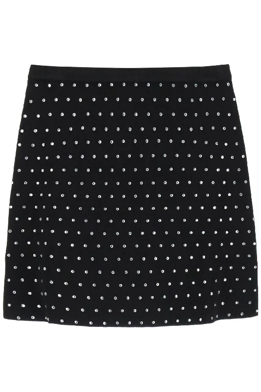 Giuseppe di morabito rhinestone knitted mini skirt 226KN233 BLACK