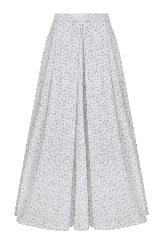 June Printed Cotton Midi Skirt in Cannoli Cream