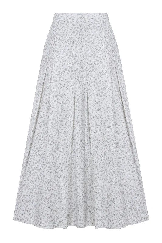 June Printed Cotton Midi Skirt in Cannoli Cream