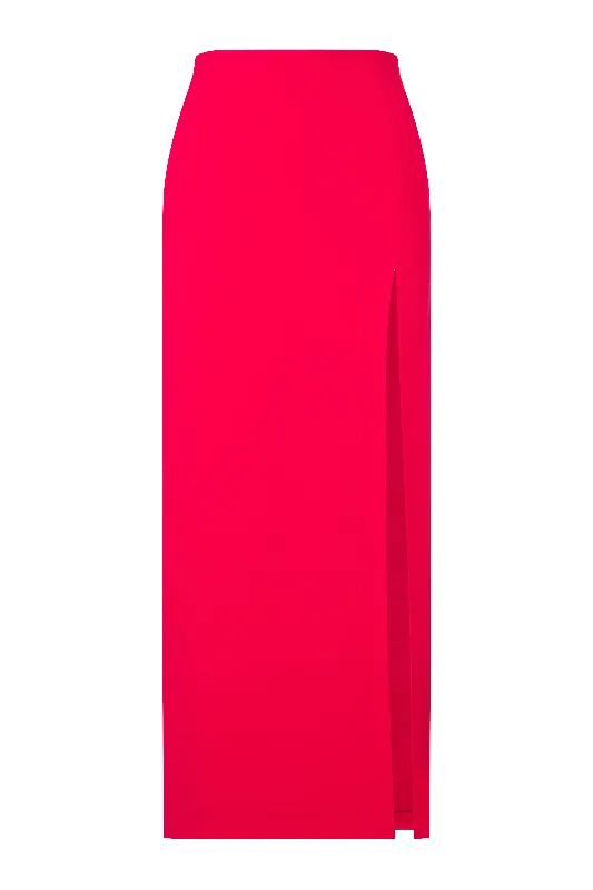 Lea Crepe Midi Skirt in Paprika Red