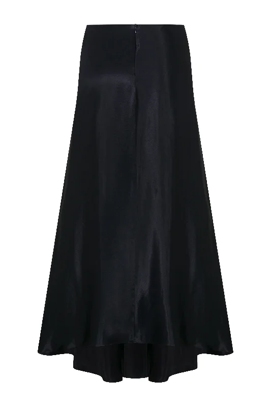 Lia Satin Maxi Skirt in Black