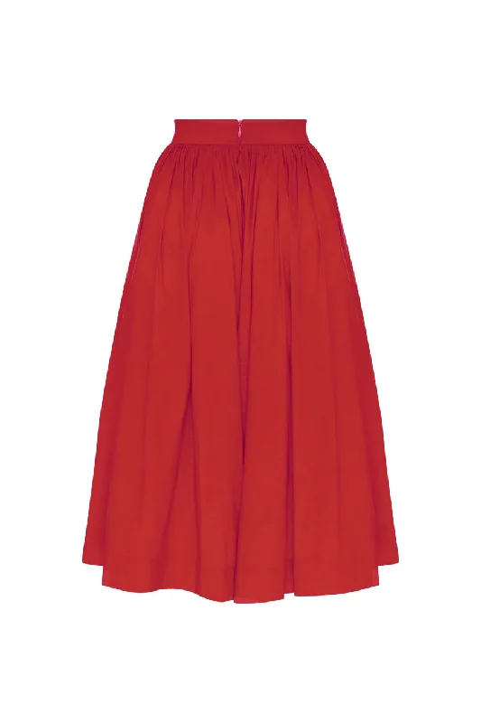 Lou Lou Midi Skirt in Rouge