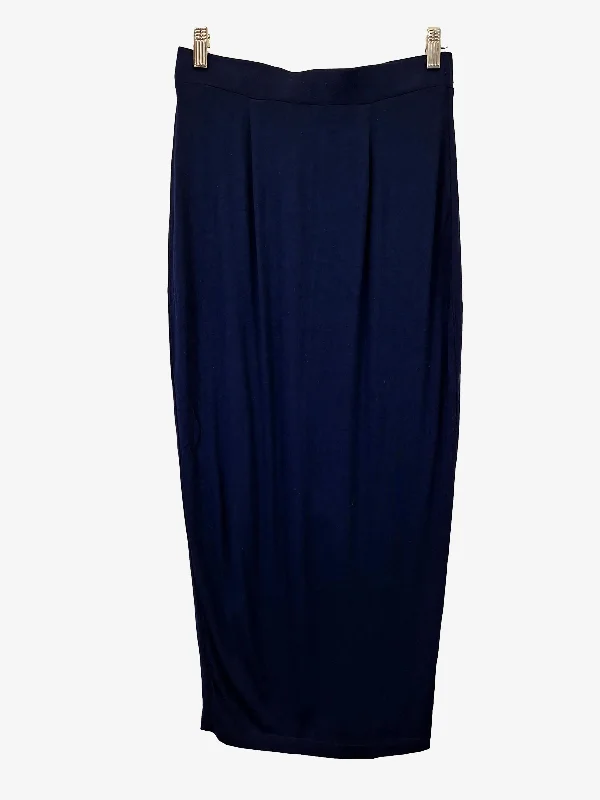 Metalicus  Navy Stretch Jersey Pencil Midi Skirt Size OSFA