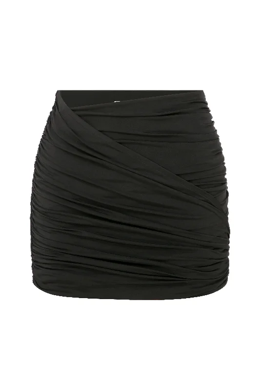 Micha Jersey Asymmetric Mini Skirt in Black