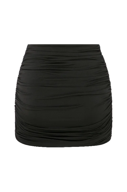 Micha Jersey Asymmetric Mini Skirt in Black