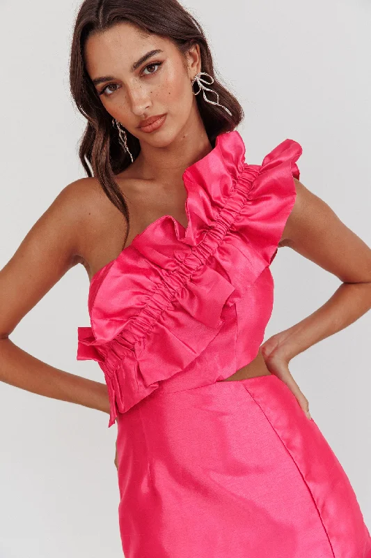 NY Moment Wide Ruffle Shoulder Mini Dress Pink