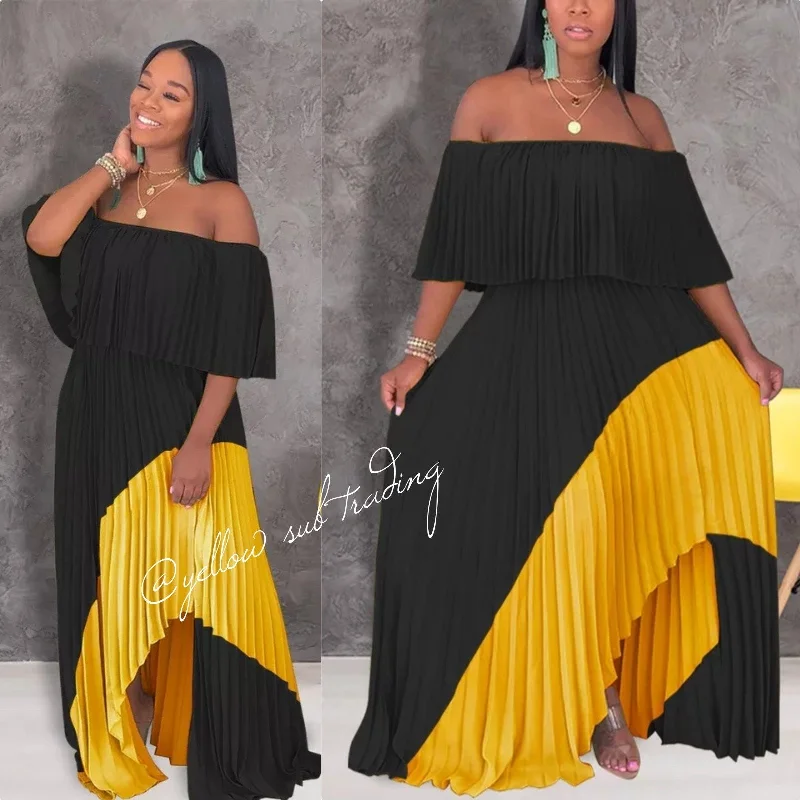 Off Shoulder Side Slit Maxi Dress