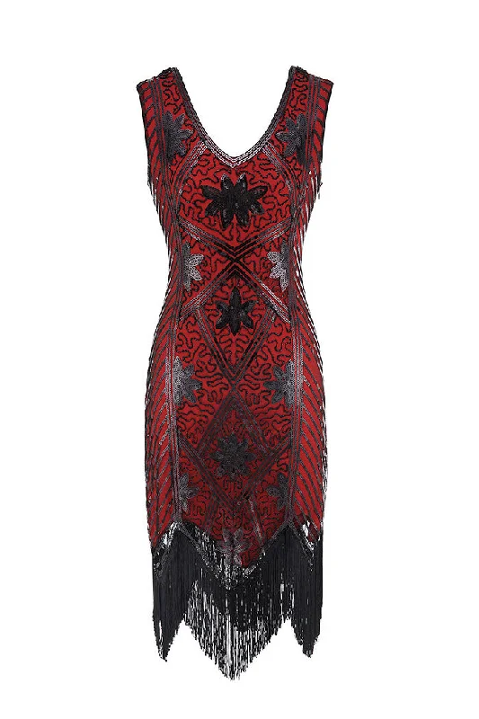 Sequins Beaded V-neck 1920s Dress