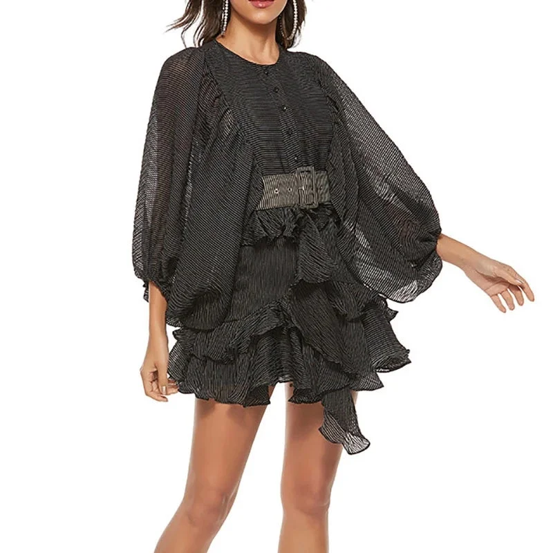 Ruffles Lantern Long Sleeve Dress