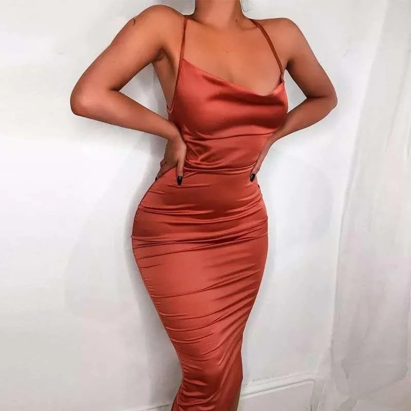 Satin Bodycon Backless Dress