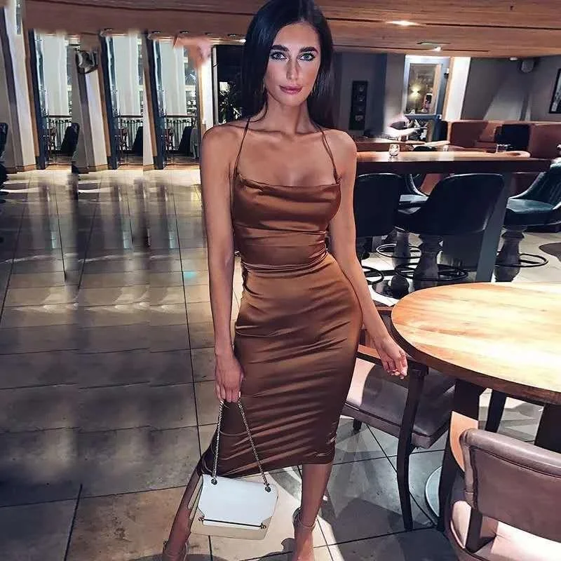 Satin Bodycon Backless Dress