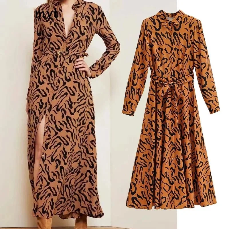 Vintage Tiger Dtripe Midi Dress