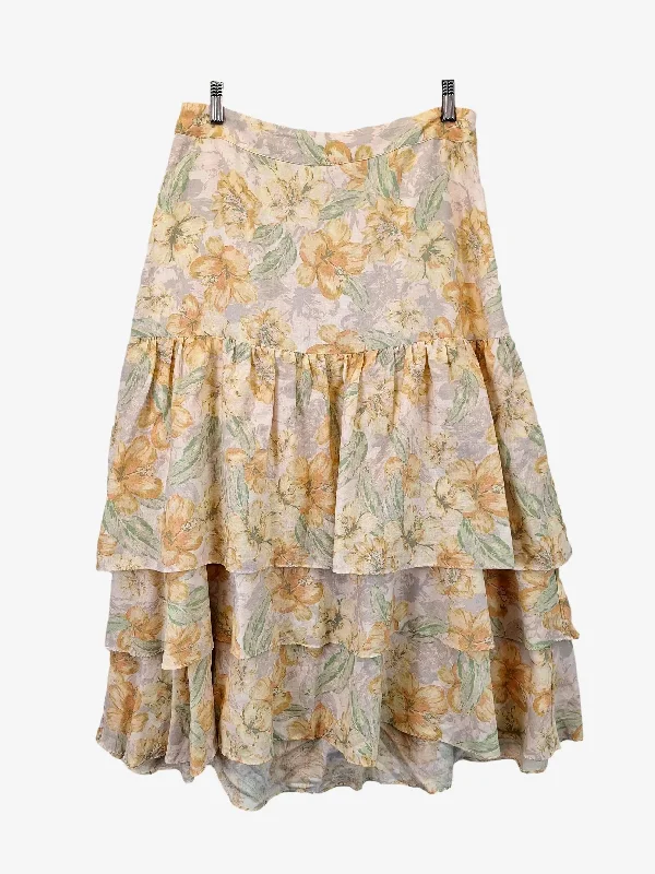 Witchery Floral Tiered Summer Midi Skirt Size 12