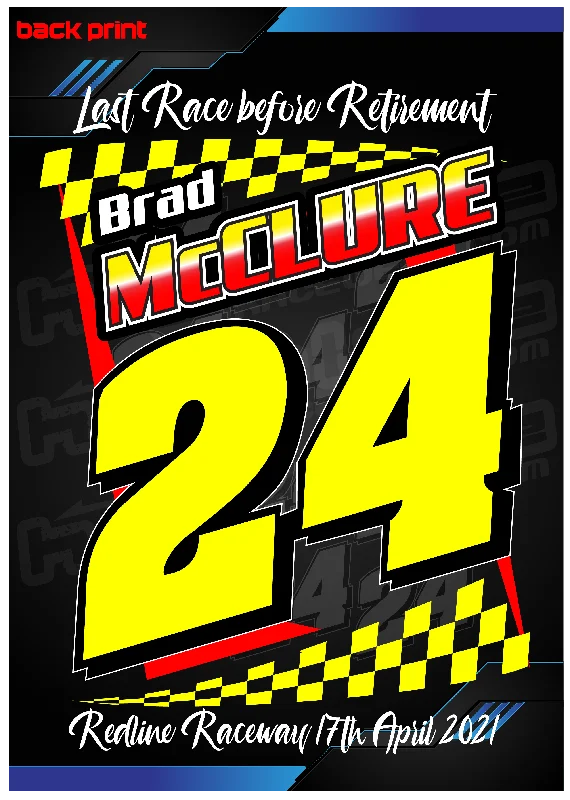 BRAD McCLURE 'RACE BEFORE RETIREMENT' - MENS/KIDS COTTON TEE