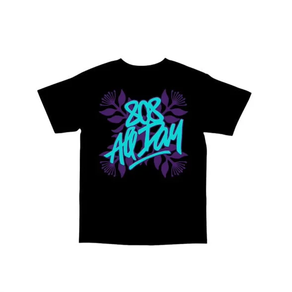 808ALLDAY Toddler/Youth Quilt Tag Black Tee