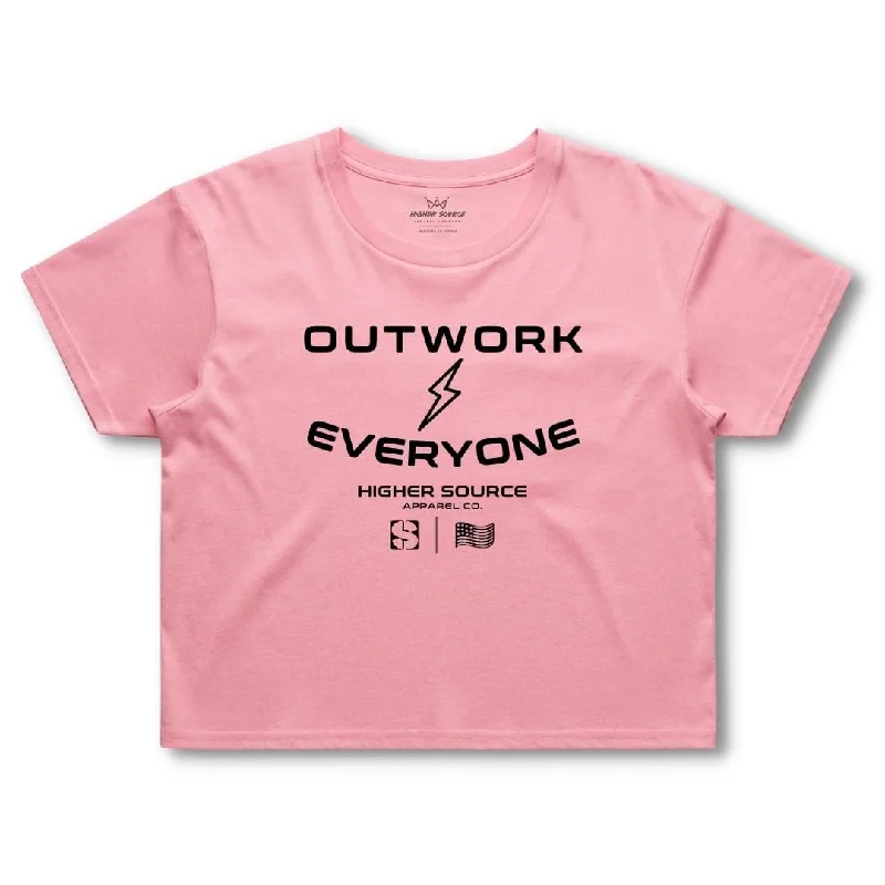 Women's Outwork Everyone Street Crop Tee - Bubblegum / Black