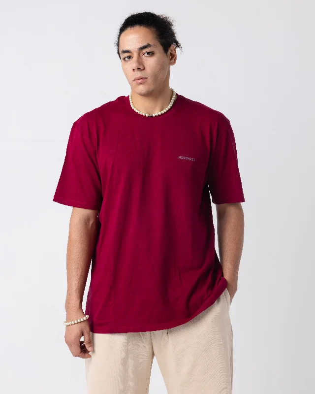 Basic Regular Maroon Novencci Reflective t-shirt.