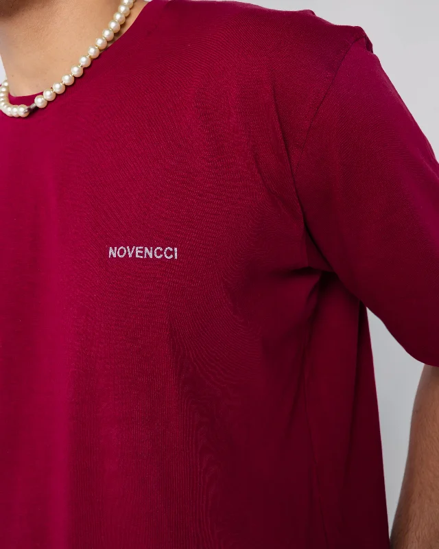 Basic Regular Maroon Novencci Reflective t-shirt.