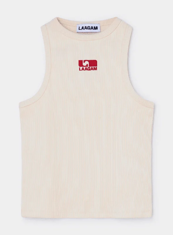 ECRU EMBROIDERED LOGO TANK TOP