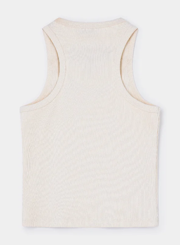 ECRU EMBROIDERED LOGO TANK TOP