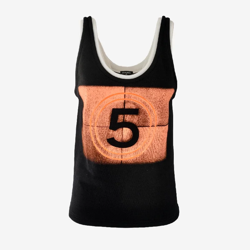 CHANEL - TANK TOP N.5 BLACK & ORANGE SIZE 34 FR