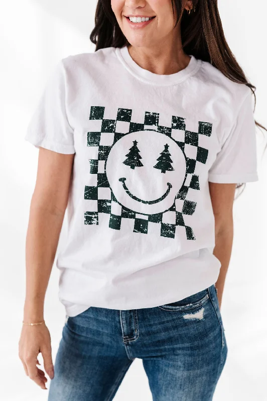 Christmas Smiles Graphic Tee in White