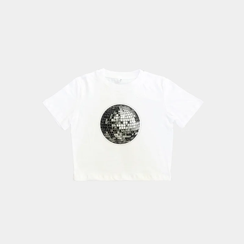 Disco Ball Beyaz Baby Tee