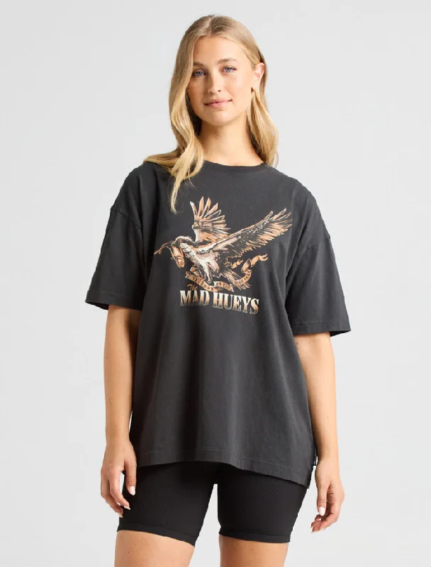 Freedom Hueys Womens Oversized Tee - Vintage Black