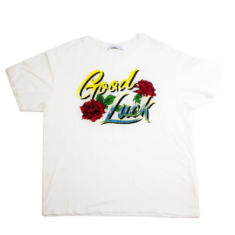 Good Luck Script Boyfriend T-Shirt - Vintage White