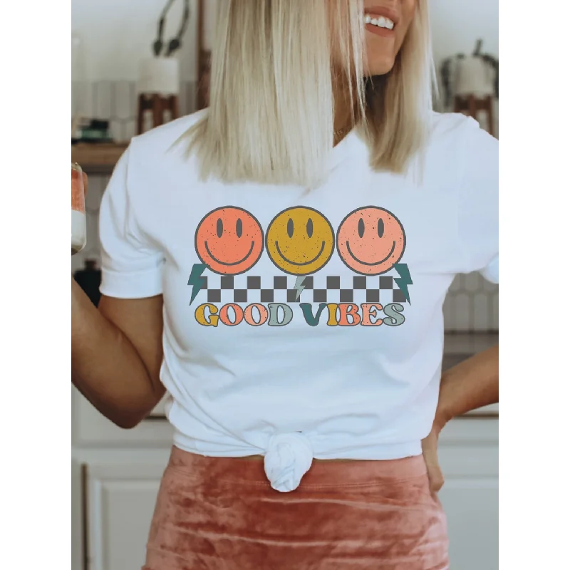 Good Vibes White Retro Tee