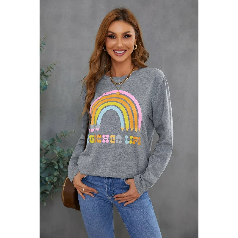 Gray Teacher Life Pullover