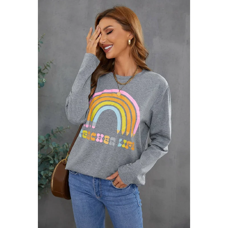 Gray Teacher Life Pullover