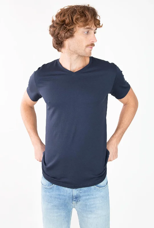 T-SHIRT AZUL CUELLO V