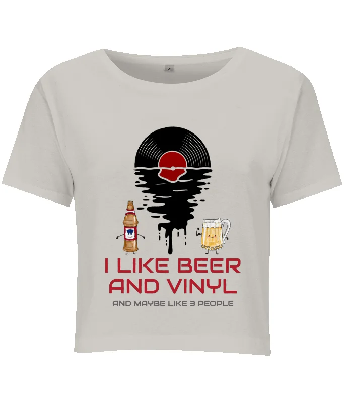 I Like Beer & Vinyl - Ladies Cropped T-Shirt