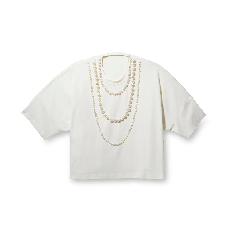 IVORY SHORT-SLEEVE PEARL STRAND TEE