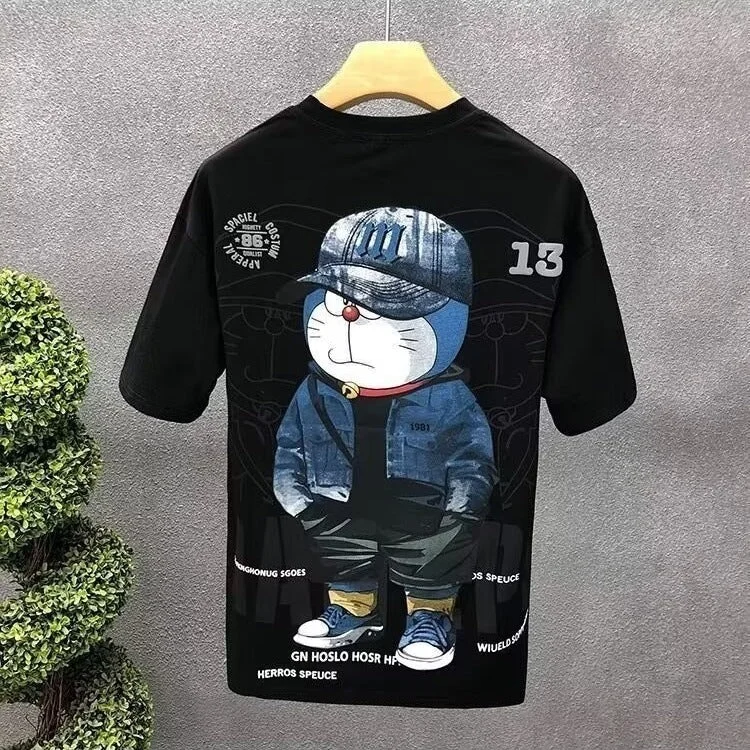 Cartoon pattern printed short-sleeved T-shirt boys' fashion trend brand trend summer new urban style body shirt trend