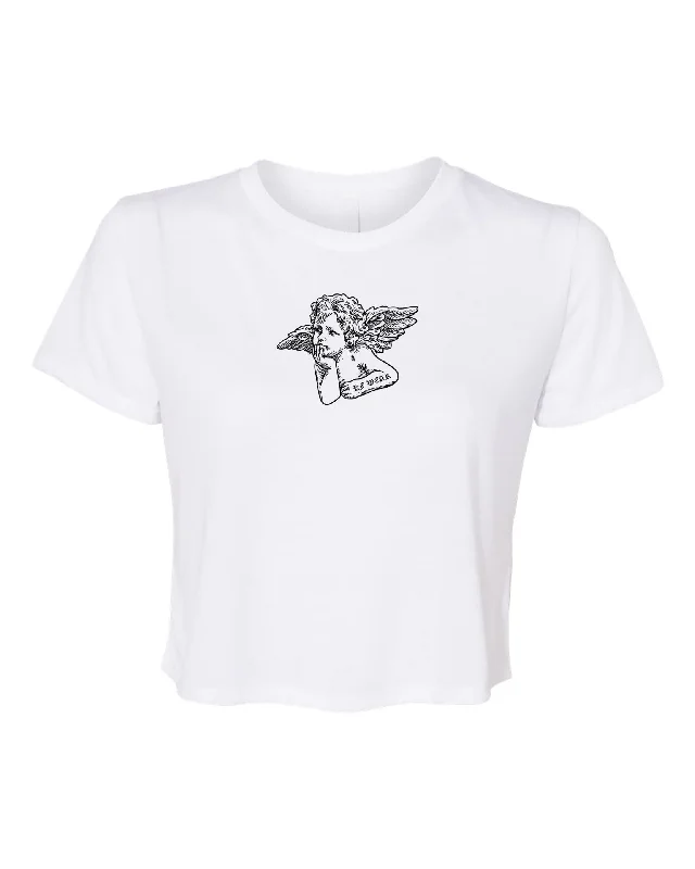 RF Women's Cropped Flowy Cherub T-Shirt - White